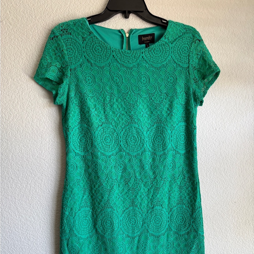Laundry By Shelli Segal Green Laced Dress
